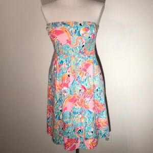 Lilly Pulitzer - flamingo strapless dress sz 8